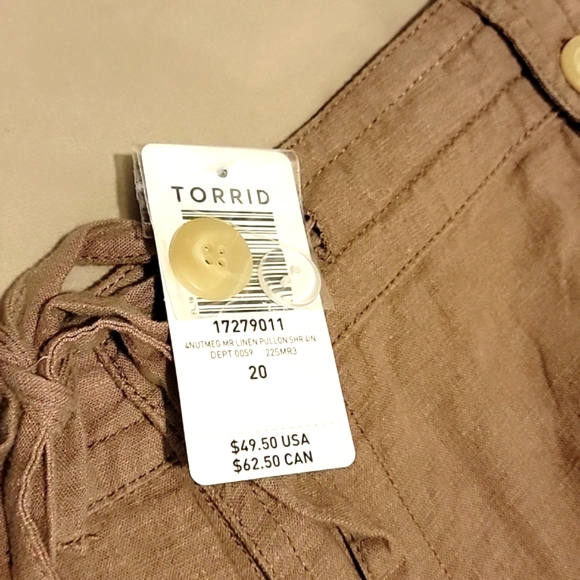 5 Inch Pull-on linen blend mid-rise shorts Tan/Brown - Picture 2 of 3